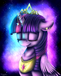Size: 2000x2500 | Tagged: safe, artist:wingsterwin, twilight sparkle, alicorn, pony, g4, eyes closed, female, high res, horn, horn jewelry, jewelry, mare, new crown, solo, twilight sparkle (alicorn)