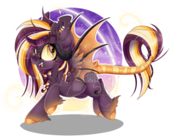 Size: 1024x834 | Tagged: safe, artist:pvrii, oc, oc only, oc:samhain, dracony, hybrid, simple background, solo, transparent background, watermark