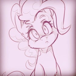 Size: 1440x1440 | Tagged: safe, artist:vicse, pinkie pie, g4, chest fluff, female, fluffy, monochrome, sketch, solo
