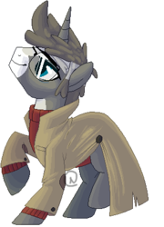 Size: 306x425 | Tagged: safe, artist:nazori, oc, oc only, pony, unicorn, base used, clothes, glasses, gravity falls, horn, male, ponified, raised hoof, simple background, solo, stallion, stanford pines, transparent background, unicorn oc