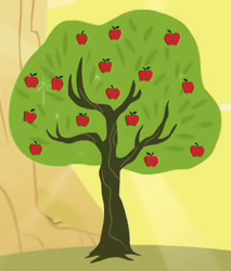 Size: 213x250 | Tagged: safe, screencap, bloomberg, g4, over a barrel, apple tree, cropped, solo, tree