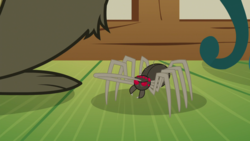 Size: 1920x1080 | Tagged: safe, screencap, fuzzy legs, harry, spider, g4, scare master, ambiguous gender, salute, solo focus