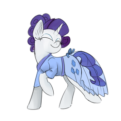 Size: 800x800 | Tagged: safe, artist:cheshiresdesires, rarity, g4, alternate hairstyle, clothes, dress, eyes closed, female, raised hoof, solo