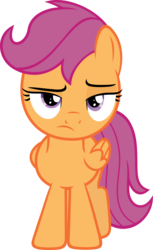 Size: 3668x6000 | Tagged: safe, artist:slb94, scootaloo, pegasus, pony, g4, annoyed, female, filly, foal, folded wings, frown, looking at you, scootaloo is not amused, simple background, solo, transparent background, unamused, unimpressed, vector, wings