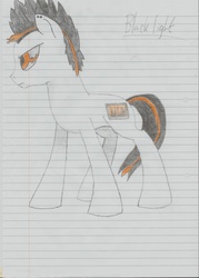 Size: 4967x6947 | Tagged: safe, artist:over9000mlp, oc, oc only, oc:blacklight, absurd resolution, angry, lined paper, standing, traditional art