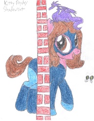 Size: 765x990 | Tagged: safe, artist:aridne, brick wall, kitty pryde, lockheed, marvel comics, ponified, shadowcat