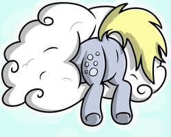 Size: 1000x800 | Tagged: safe, artist:pokefound, derpy hooves, pegasus, pony, g4, butt, cloud, dock, female, mare, plot