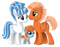 Size: 1839x1418 | Tagged: safe, artist:lostinthetrees, oc, oc only, oc:autumn light, oc:orange glow, oc:summer ice, father and daughter, female, filly, male, mother and daughter, straight