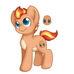 Size: 1024x1024 | Tagged: safe, artist:mondlichtkatze, charmander, earth pony, pony, colt, crossover, male, pokémon, ponified, simple background, solo, transparent background