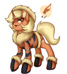 Size: 1024x1117 | Tagged: safe, artist:mondlichtkatze, arcanine, pony, female, mare, pokémon, ponified, solo