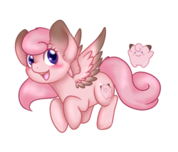 Size: 1280x1097 | Tagged: safe, artist:mondlichtkatze, clefairy, pegasus, pony, crossover, female, mare, pokémon, ponified, simple background, solo, transparent background