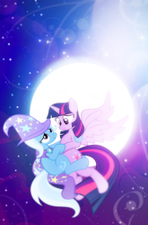 Size: 900x1364 | Tagged: safe, artist:pixelkitties, trixie, twilight sparkle, alicorn, pony, g4, female, lesbian, mare, ship:twixie, shipping, twilight sparkle (alicorn)