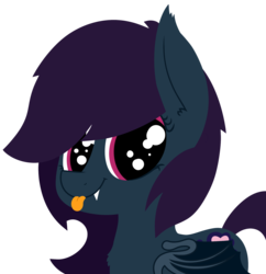 Size: 1845x1904 | Tagged: safe, artist:pink-dooples, oc, oc only, oc:nightshade, bat pony, pony, cute, solo, tongue out