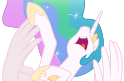 Size: 4736x3091 | Tagged: safe, artist:cloudy glow, princess celestia, alicorn, pony, g4, princess twilight sparkle (episode), .ai available, ethereal mane, falling, female, flowing mane, hoof shoes, injured, mare, multicolored mane, open mouth, pain, simple background, solo, transparent background, vector, yelling