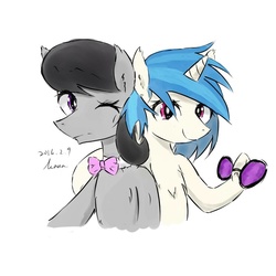 Size: 900x900 | Tagged: safe, artist:kanaowo, dj pon-3, octavia melody, vinyl scratch, g4