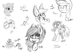 Size: 4961x3508 | Tagged: safe, artist:allyster-black, artist:aquaticsun, artist:heir-of-rick, artist:ncmares, artist:pinipy, artist:sharpieboss, applejack, rarity, oc, drider, monster pony, original species, siren, spiderpony, tatzlpony, comic:children of everfree, g4, collaboration, female, lesbian, monochrome, ship:rarijack, shipping, signature, sirendash, sketch, sketch dump, species swap, spidershy, tatzljack