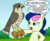 Size: 433x352 | Tagged: safe, artist:madmax, edit, bon bon, sweetie drops, earth pony, falcon, peregrine falcon, pony, g4, cropped, dialogue, falconry, female, lidded eyes, open mouth, pet, solo