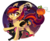 Size: 1600x1318 | Tagged: safe, artist:spookyle, oc, oc only, oc:pumpkin bell, bat, bat pony, pony, black cat, bow, cute, food, hair bow, moon, pumpkin, solo, tail bow