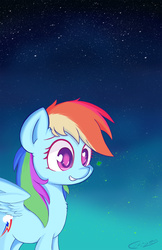Size: 1320x2040 | Tagged: dead source, safe, artist:citizensmiley, rainbow dash, firefly (insect), g4, cute, dashabetes, female, heart eyes, looking at something, night, smiling, solo, spread wings, standing, starry night, wingding eyes