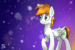 Size: 1440x960 | Tagged: safe, artist:justafallingstar, oc, oc only, pegasus, pony, requested art, snow, snowfall