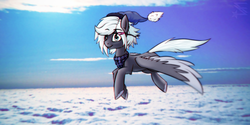 Size: 1440x720 | Tagged: safe, artist:justafallingstar, oc, oc only, pegasus, pony, clothes, full body, requested art, sky