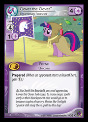 Size: 358x500 | Tagged: safe, enterplay, clover the clever, twilight sparkle, pony, unicorn, g4, marks in time, my little pony collectible card game, ccg, female, horn, mare, merchandise, solo