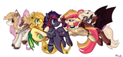 Size: 1024x474 | Tagged: safe, artist:goshhhh, oc, oc only, oc:apple bite, oc:galen north, oc:red velvet, oc:sunflower meadows, oc:swirls