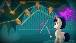 Size: 2560x1440 | Tagged: dead source, safe, artist:nevermattie, pony, arrow, bow (weapon), bow and arrow, crossover, digital art, onyxia, ponified, solo, titan souls, vector