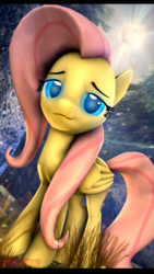 Size: 1080x1920 | Tagged: safe, artist:alcohors, fluttershy, g4, 3d, alternate eye color, female, glowing eyes, solo, source filmmaker