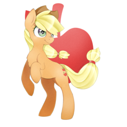 Size: 2000x2000 | Tagged: safe, artist:okaces, applejack, g4, chest fluff, cute, female, heart eyes, high res, jackabetes, simple background, solo, transparent background, wingding eyes