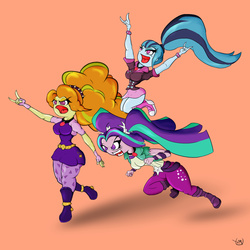 Size: 1920x1920 | Tagged: safe, artist:cicklefron, adagio dazzle, aria blaze, sonata dusk, equestria girls, g4, devil horn (gesture), the dazzlings