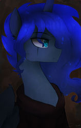 Size: 1048x1655 | Tagged: safe, artist:jankrys00, princess luna, alicorn, pony, g4, eye scar, female, scar, solo