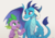 Size: 1520x1058 | Tagged: safe, artist:akeahi, princess ember, spike, dragon, g4, gauntlet of fire, my little pony: friendship is magic, season 6, dragoness, duo, female, looking at each other, male, open mouth, simple background, sitting, smiling, white background, wingless spike, wings