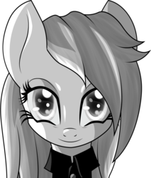 Size: 1280x1502 | Tagged: dead source, safe, artist:an-m, oc, oc only, oc:aryanne, earth pony, pony, black and white, clothes, face, female, grayscale, monochrome, pony oc, shirt, simple background, smiling, solo, white background, wolfenstein the old blood