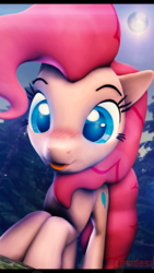 Size: 1080x1920 | Tagged: safe, artist:alcohors, pinkie pie, g4, 3d, blushing, female, glowing eyes, looking at you, solo, source filmmaker