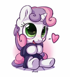 Size: 1100x1200 | Tagged: safe, artist:bobdude0, sweetie belle, pony, unicorn, g4, blushing, clothes, cute, diasweetes, female, filly, heart, solo, sweater, sweater belle