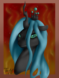Size: 3000x4000 | Tagged: source needed, safe, artist:chibiteff, queen chrysalis, changeling, changeling queen, g4, bust, female, solo