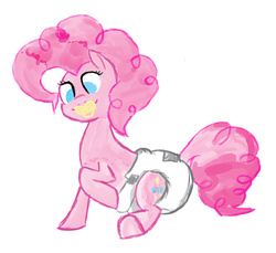 Size: 1193x1092 | Tagged: safe, artist:anoymust, pinkie pie, g4, adult foal, diaper, female, non-baby in diaper, pacifier, poofy diaper, solo, tail tape