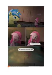 Size: 3541x5016 | Tagged: safe, artist:gashiboka, pinkie pie, oc, oc:dream vision, earth pony, pony, unicorn, comic:recall the time of no return, g4, comic, patreon, patreon logo, pinkamena diane pie, reflection