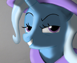 Size: 1105x897 | Tagged: safe, artist:gyramuur, trixie, pony, g4, no second prances, female, grin, looking at you, no second glances, smirk, solo