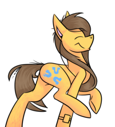 Size: 585x651 | Tagged: safe, artist:catanddogsoup, caramel, toffee, earth pony, pony, g4, earbuds, female, fluffy, happy, mare, rule 63