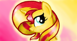 Size: 1366x728 | Tagged: safe, artist:gaelledragons, sunset shimmer, pony, unicorn, g4, female, solo