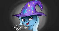 Size: 1366x728 | Tagged: safe, artist:gaelledragons, trixie, pony, unicorn, g4, no second prances, female, mare, solo, trixie's hat