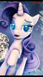 Size: 1080x1920 | Tagged: safe, artist:alcohors, rarity, g4, 3d, diamonds, female, glowing eyes, raised eyebrow, raised hoof, solo, source filmmaker