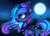 Size: 1024x743 | Tagged: safe, artist:pinipy, princess luna, g4, female, moon, night, raised hoof, s1 luna, solo