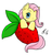 Size: 646x675 | Tagged: safe, artist:aemi, fluttershy, g4, female, food, simple background, solo, strawberry, tiny ponies, white background