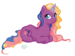 Size: 1954x1458 | Tagged: safe, artist:vixetra, lily lightly, pony, unicorn, g3, g4, female, g3 to g4, generation leap, mare, prone, simple background, solo, transparent background