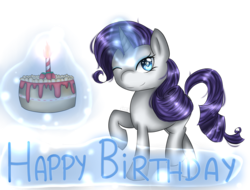 Size: 3000x2275 | Tagged: safe, artist:xxchibiyumexx, rarity, g4, birthday, birthday cake, cake, female, food, happy birthday, high res, solo