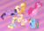 Size: 8515x6000 | Tagged: safe, artist:plsim, applejack, derpy hooves, fluttershy, pinkie pie, rainbow dash, twilight sparkle, pegasus, pony, g4, absurd resolution, bouncing, bubblegum, female, food, gum, mare, muffin, pinkie being pinkie, pinkie physics