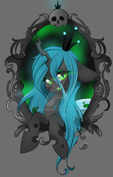 Size: 800x1253 | Tagged: dead source, safe, artist:teranen, queen chrysalis, changeling, changeling queen, g4, colored pupils, female, solo, watermark